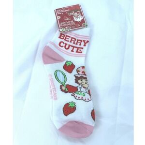 Strawberry Shortcake Berry Cute Quarter Crew Socks White Pink One Size NWT